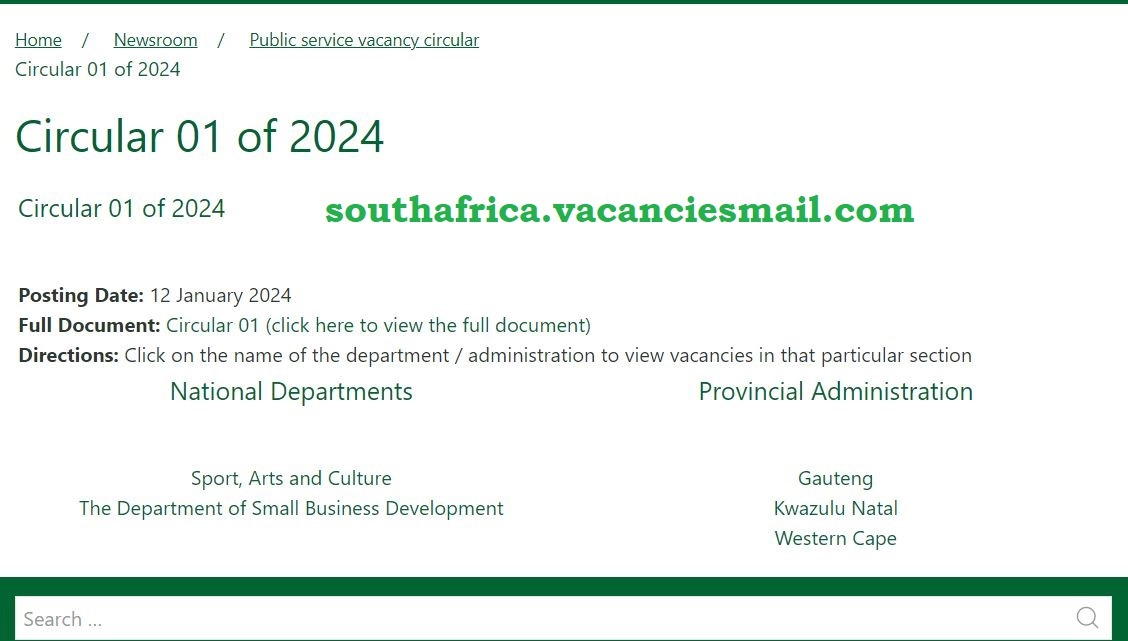 DPSA Circular 01 of 2024 Published on 12 January 2024 at www.dpsa.gov