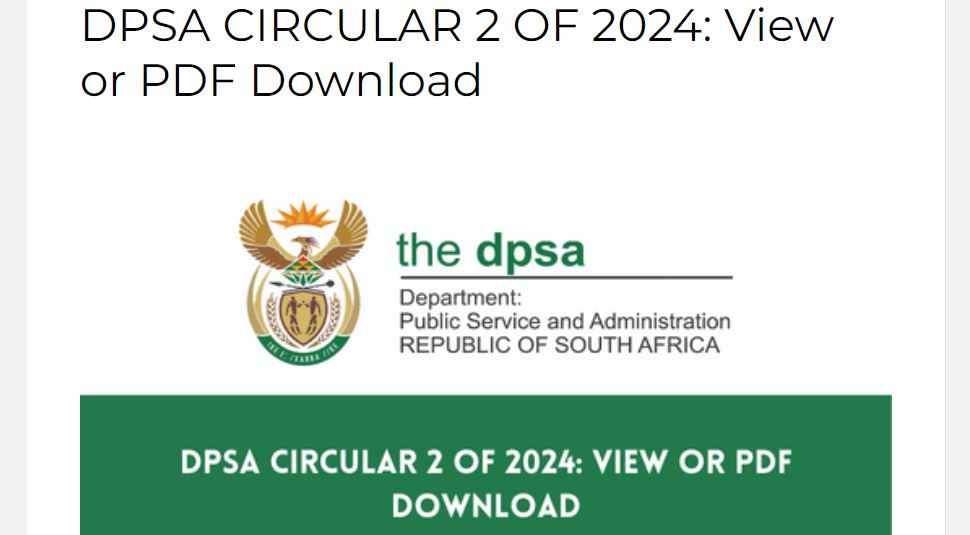 DPSA Circular 02 Of 2024 Published On 19 January 2024 At Www.dpsa.gov ...