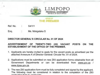Limpopo Office of the Premier Circular No. 01 of 2024 Apply for Permanent Vacancies at Limpopo Office of The Premier (X22 Posts)